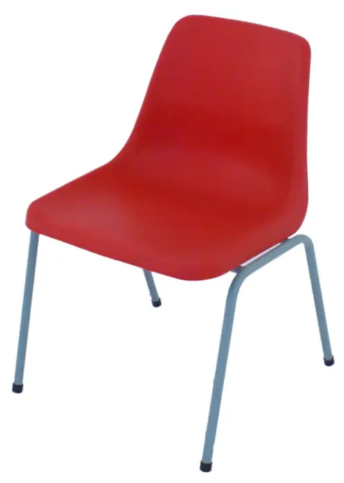 Higher Primary Chair - Stackable steel frame. large red Polyprop shell: 400mmH