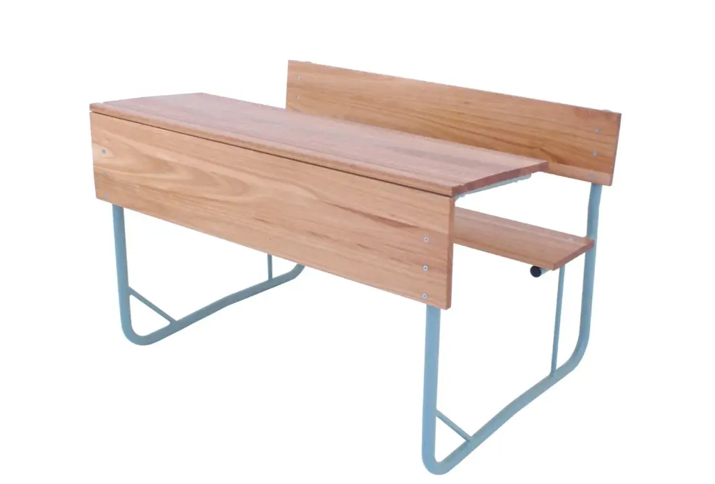 Secondary Double Combination Desk - Steel main frame. Saligna panels: 1200x400x750mmH 